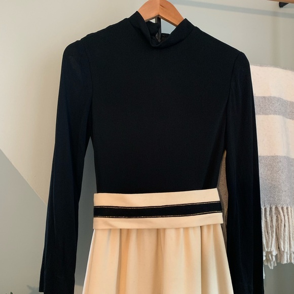 VTG 60s maxi floor length mock neck dress with matching belt - Picture 4 of 6